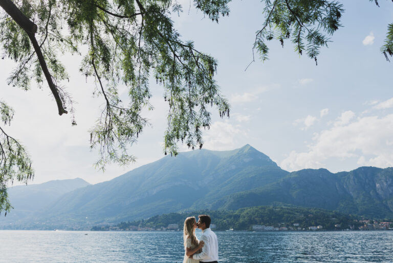 couple with lake como as backgroound