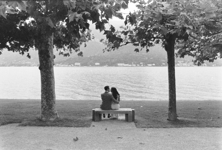 bride and groom in Bellagio shot by film
