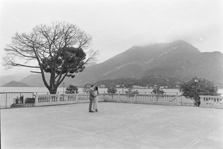 bride and groom in Bellagio shot by film