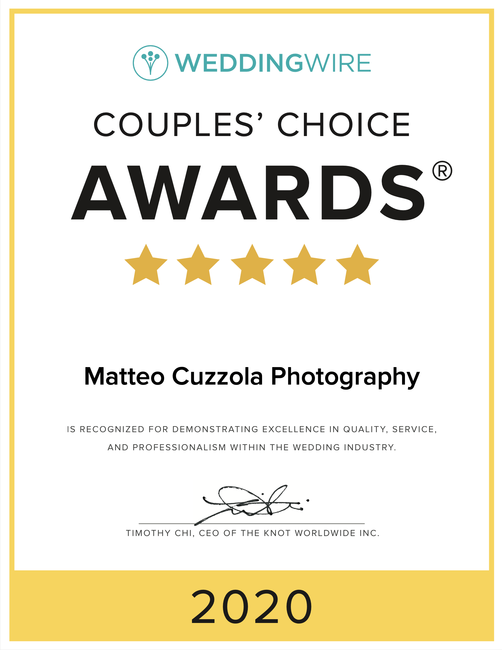WeddingWire Couples’ Choice Awards®  2020