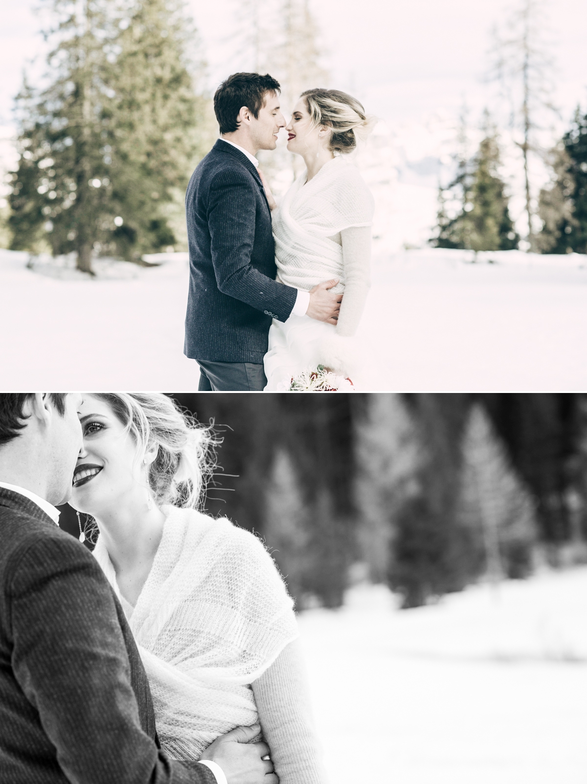 matrimonio in montagna sulla neve